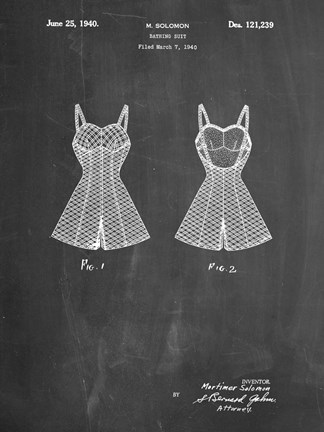 Framed Chalkboard Bathing Suit Patent Print