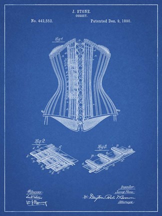 Framed Blueprint Corset Patent Print