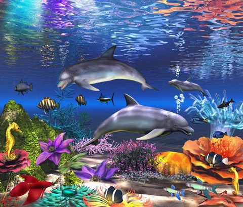 Framed Beneath the Cerulean Sea Print