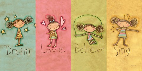 Framed Dream Love Believe Sing Panel v2 Print