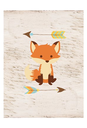 Framed Fox On Wood Print