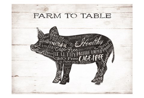 Framed Pig Words Print