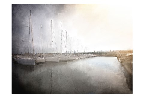 Framed Sailboats in the Harbor Print
