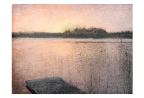 Framed Pink Sunset at the Lake Print