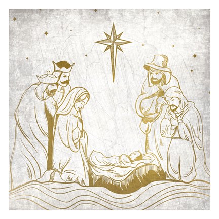 Framed Nativity Gold Print
