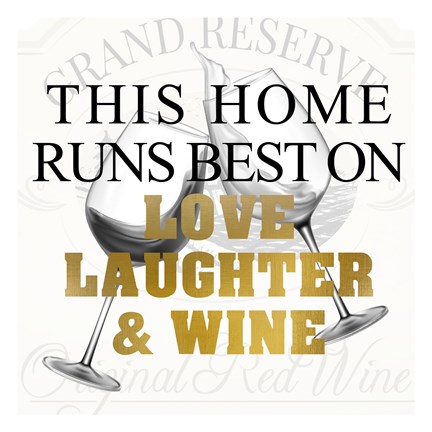Framed Love Laughter and Wine Print