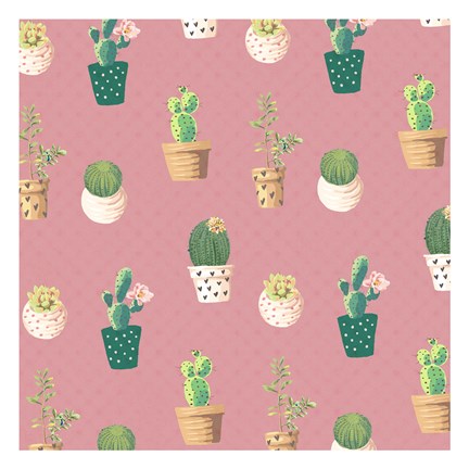 Framed Cactus Pattern 2 Print