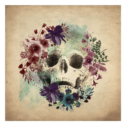 Framed Floral Skull 1 v2 Print