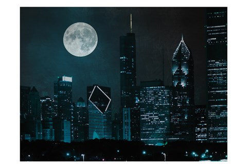 Framed Moonlit Chicago Print