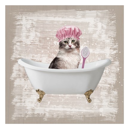 Framed Kitty Baths 1 Print