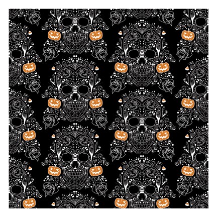 Framed Halloween Skull Pattern Print