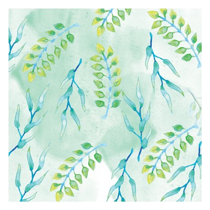 Framed Blue Floral Pattern 2 Print