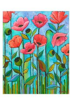 Framed Coral Poppies Print