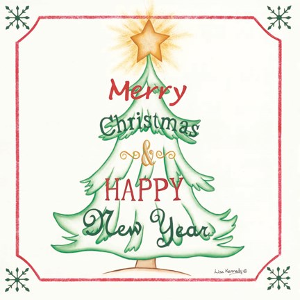 Framed Tree and Happy New Year Print