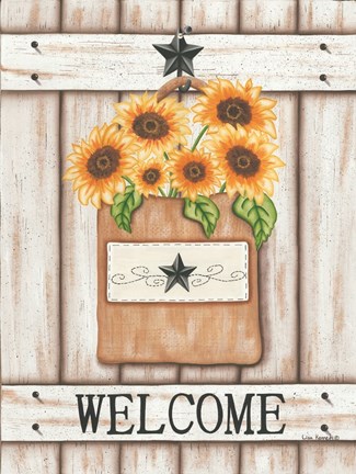 Framed Sunflower Welcome Print