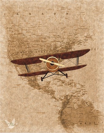 Framed Airplane Map 2 Print