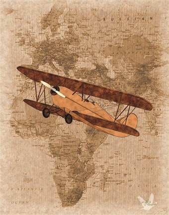 Framed Airplane Map 3 Print