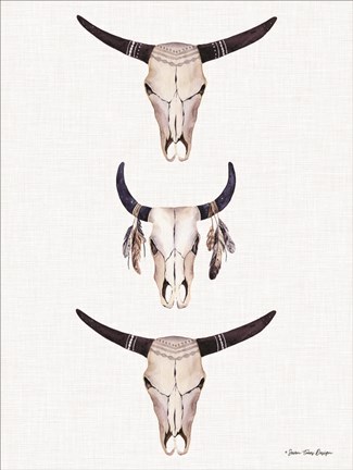 Framed Boho Steer Head III Print