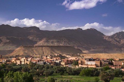 Framed Oasis City of Tinerhir beneath foothills of the Atlas Mountains, Morocco Print