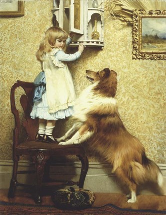 Framed Little Girl and Her Sheltie Print