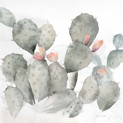 Framed Cactus Garden Gray Blush I Print