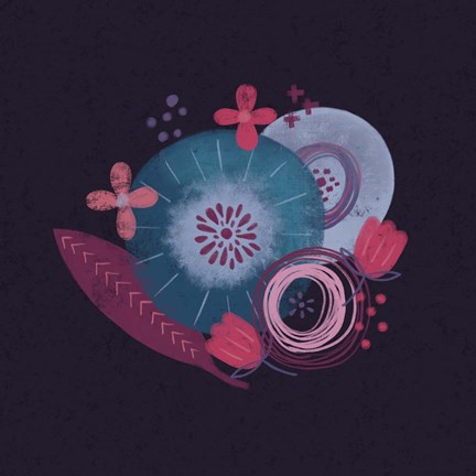 Framed Dark Purple Florals III Print