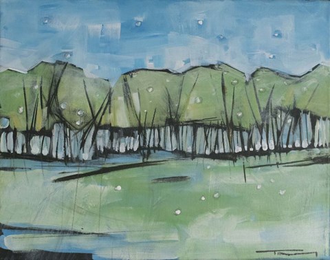 Framed Spring Snow Treeline Print