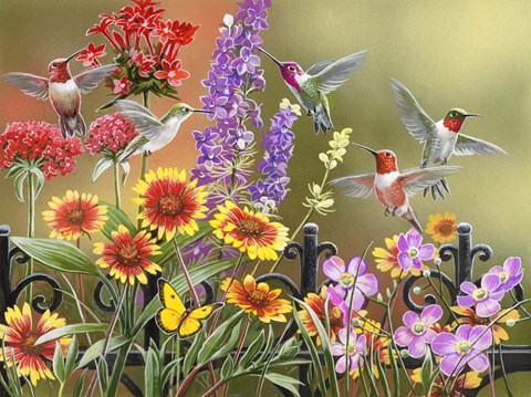 Framed Hummingbirds - Fall Print