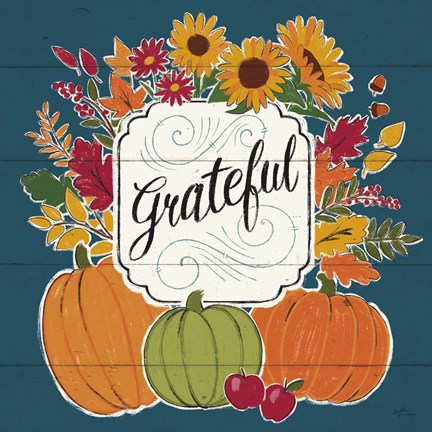 Framed Thankful II Blue Print