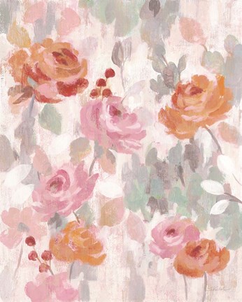 Framed Pastel Brocade I Print