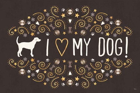 Framed Otomi Dogs I Dark Neutral Print