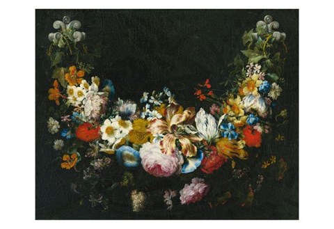 Framed Gaspar Peeter Verbruggen, A swag of flowers Print