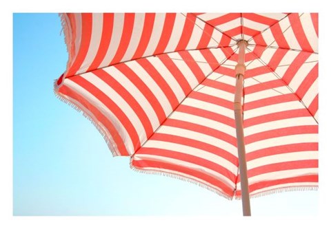 Framed Beach Umbrella and Sky Print