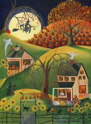 Framed Halloween Witches House Print