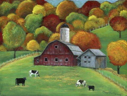 Framed Colors of Autumn Barnyard Print