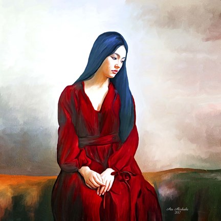 Framed Lady In Red 4 Print