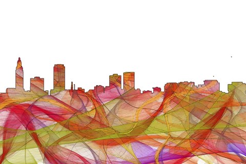 Framed Baton Rouge Louisiana Skyline - Summer Swirl Print