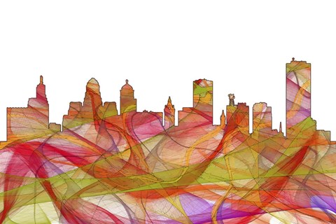 Framed Buffalo New York SkylineSummer Swirl Print