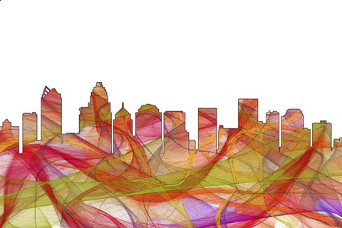 Framed Charlotte NC Skyline - Summer Swirl Print