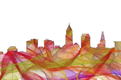 Framed Cleveland Ohio Skyline - Summer Swirl Print