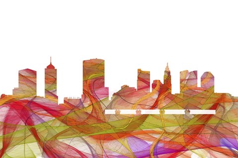 Framed Columbus Ohio Skyline-Summer Swirl Print