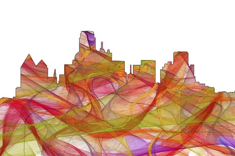 Framed Dallas Texas Skyline - Summer Swirl Print