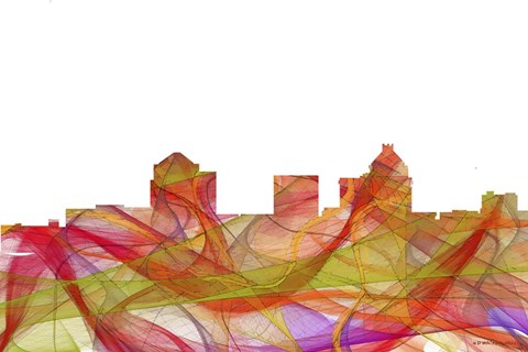 Framed Greensboro North Carolina Skyline - Summer Swirl Print