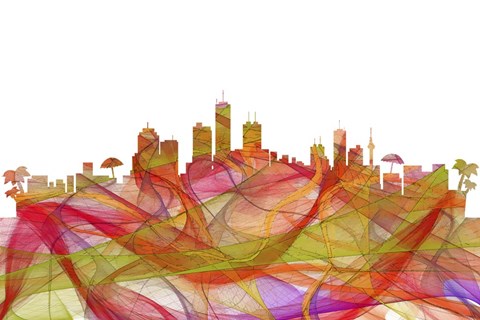 Framed Honolulu Hawaii Skyline-Summer Swirl Print