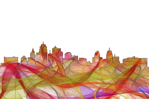 Framed Kansas City Missouri Skyline -  Summer Swirl Print