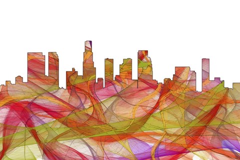 Framed Los Angeles California Skyline--Summer Swirl Print