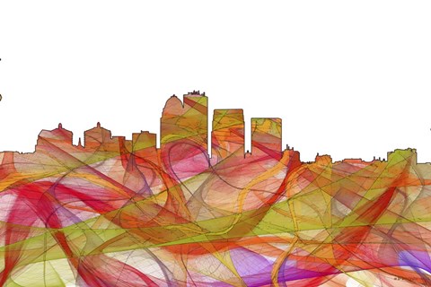 Framed Louisville Kentucky Skyline - Summer SwirlL Print