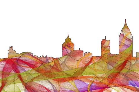Framed Mobile Alabama Skyline - Summer Swirl Print