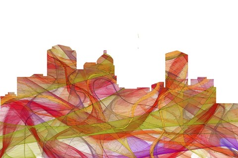 Framed Montgomery Alabama Skyline--Summer Swirl Print