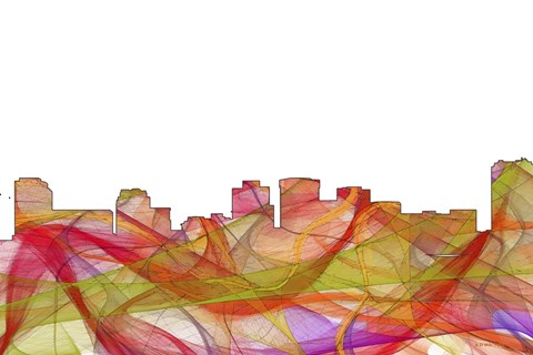 Framed Norfolk Virginia Skyline - Summer Swirl Print